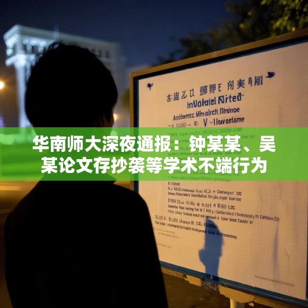 华南师大深夜通报：钟某某、吴某论文存抄袭等学术不端行为
