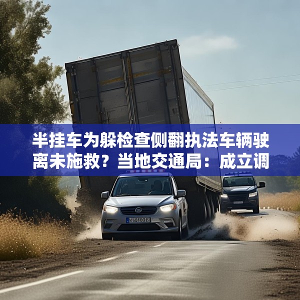 半挂车为躲检查侧翻执法车辆驶离未施救？当地交通局：成立调查组
