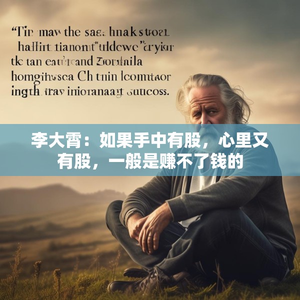 李大霄：如果手中有股，心里又有股，一般是赚不了钱的