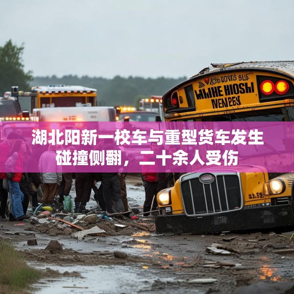 湖北阳新一校车与重型货车发生碰撞侧翻，二十余人受伤