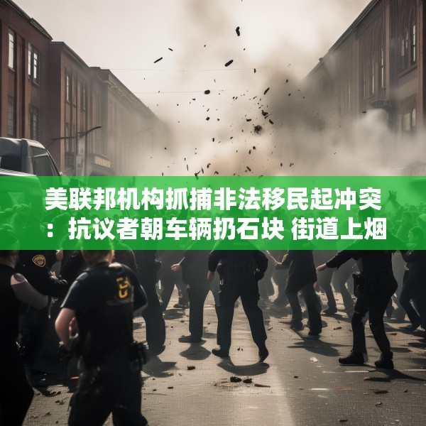 美联邦机构抓捕非法移民起冲突：抗议者朝车辆扔石块 街道上烟雾弥漫