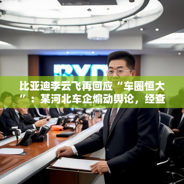 比亚迪李云飞再回应“车圈恒大”：某河北车企煽动舆论，经查没有问题
