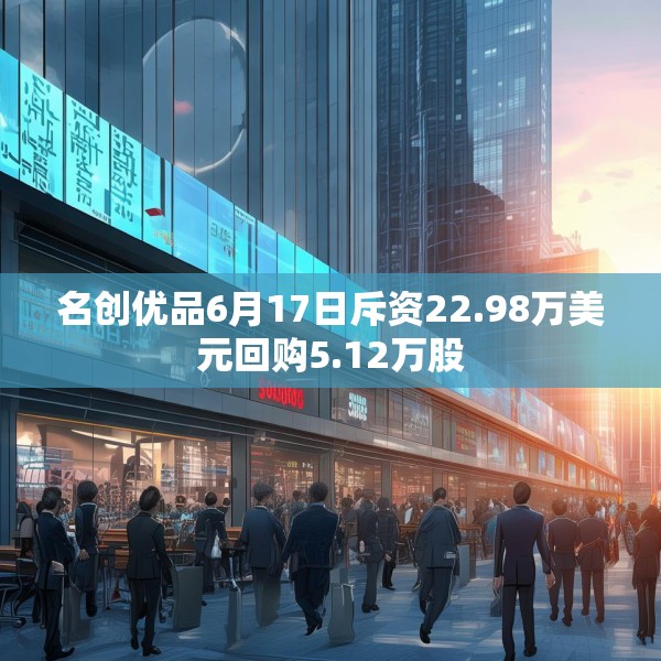名创优品6月17日斥资22.98万美元回购5.12万股