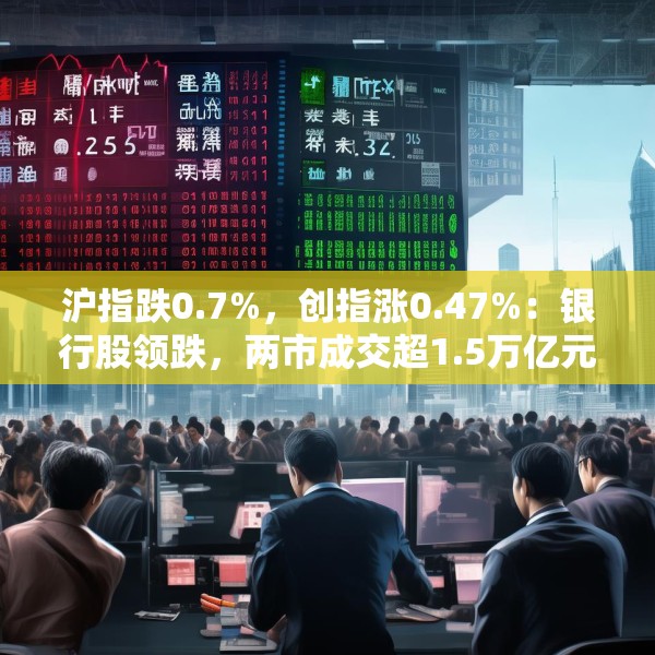 沪指跌0.7%，创指涨0.47%：银行股领跌，两市成交超1.5万亿元