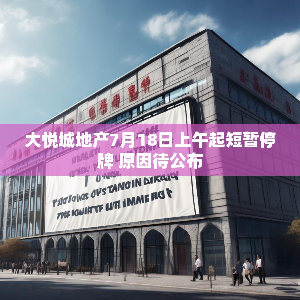 大悦城地产7月18日上午起短暂停牌 原因待公布